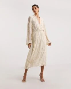 Joanna Hope Embellished Bridal Midi Dress, Ivory