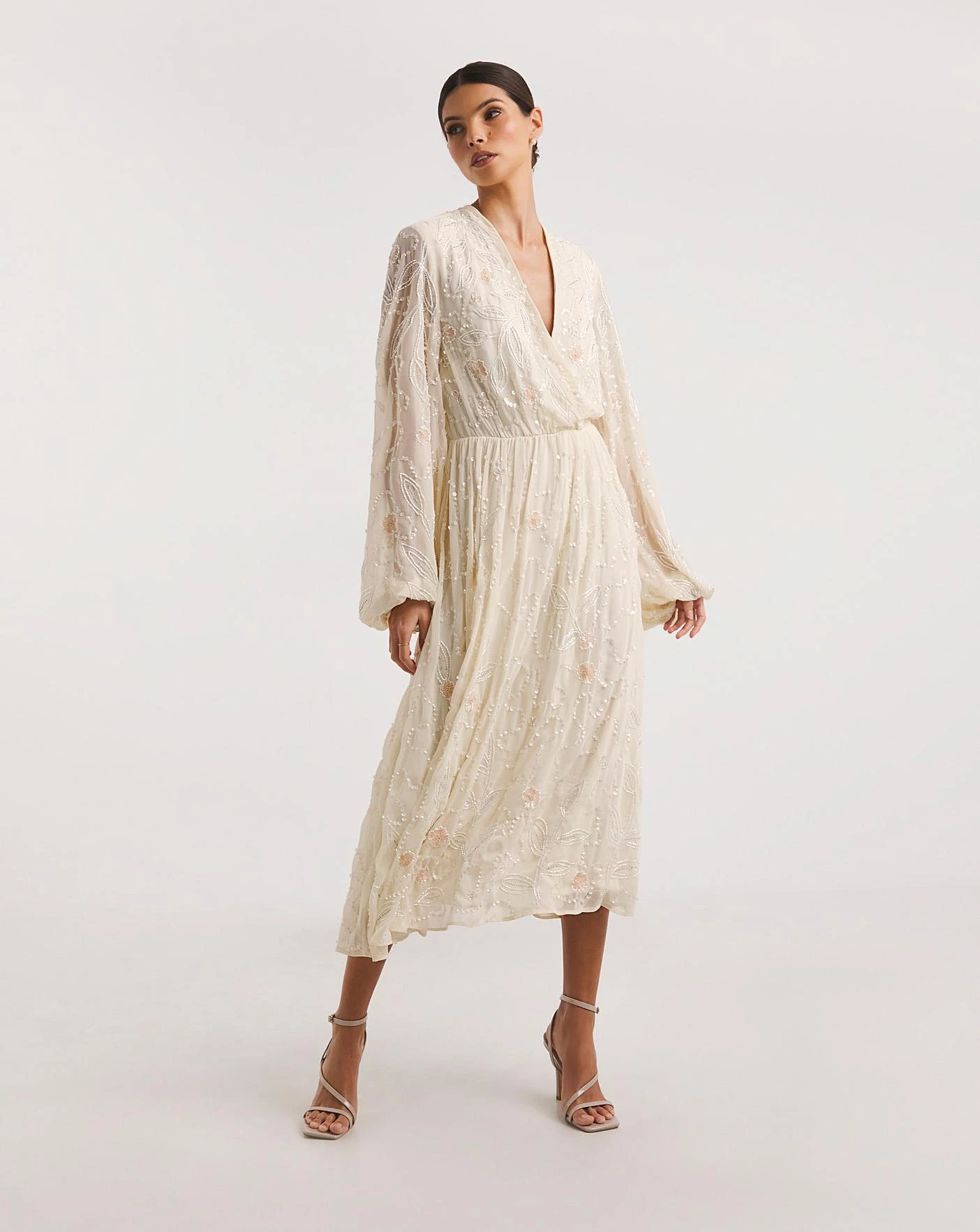 Joanna Hope Embellished Bridal Midi Dress, Ivory 1 Joanna Hope Embellished Bridal Midi Dress, Ivory