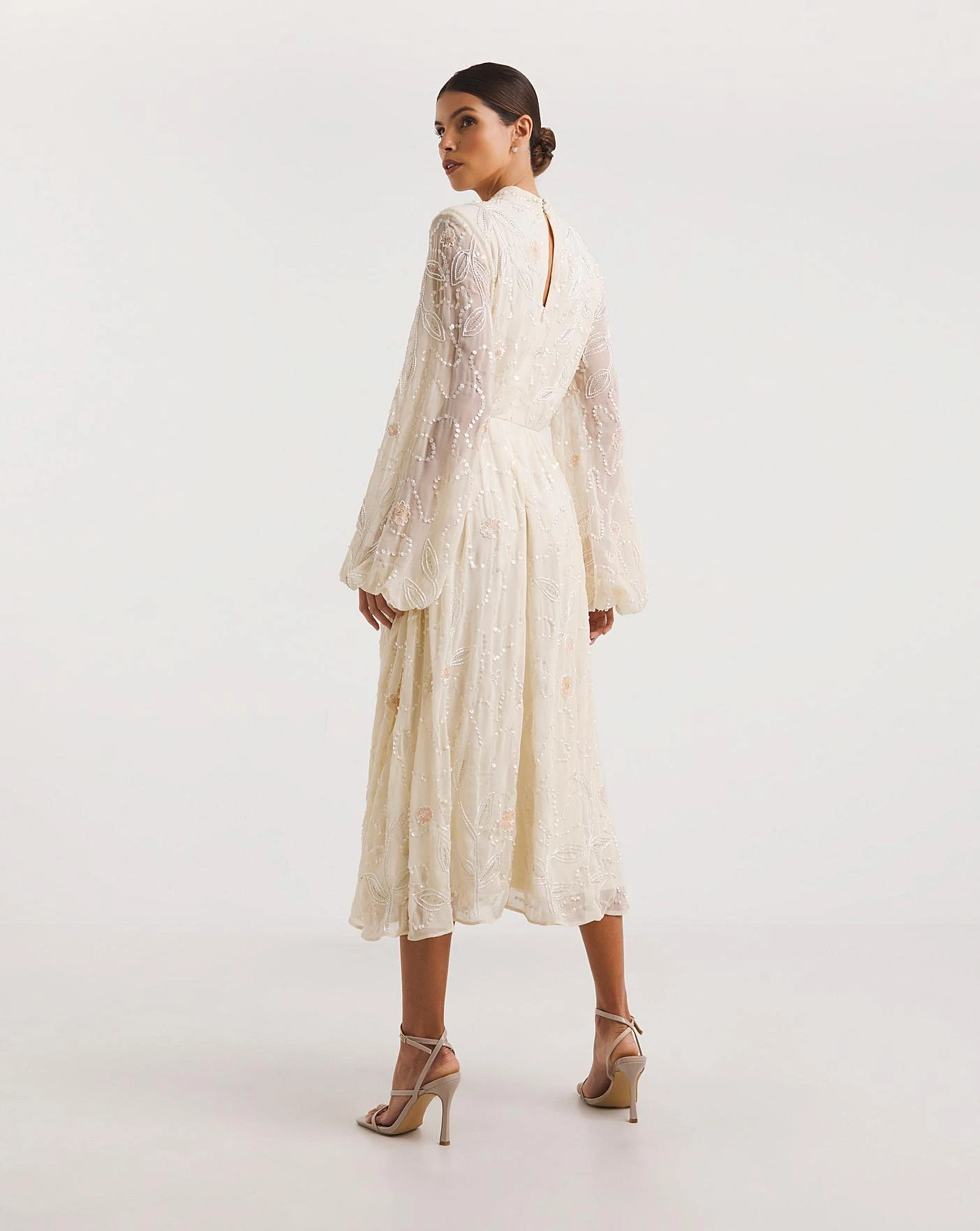 Joanna Hope Embellished Bridal Midi Dress, Ivory 3 Joanna Hope Embellished Bridal Midi Dress, Ivory - Image 3