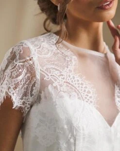 Joanna Hope Pleated Lace Bridal Maxi Dress, Ivory -EleganceWear Store joanna hope pleated lace bridal maxi dress ivory3