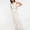 Jovani Bridal Bardot Dress In White, Nude