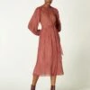 L.K.Bennett Felix Pink Devoré Spot Pleated Dress