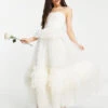 Lace & Beads Bridal Extreme Tulle Maxi Dress In Ivory