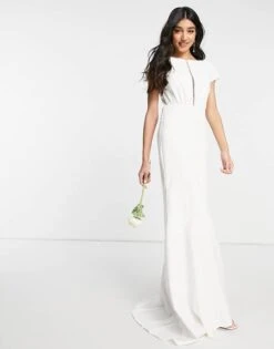 Y.A.S Bridal Maxi Dress With Empire Line Waist And Cut Out Front In White