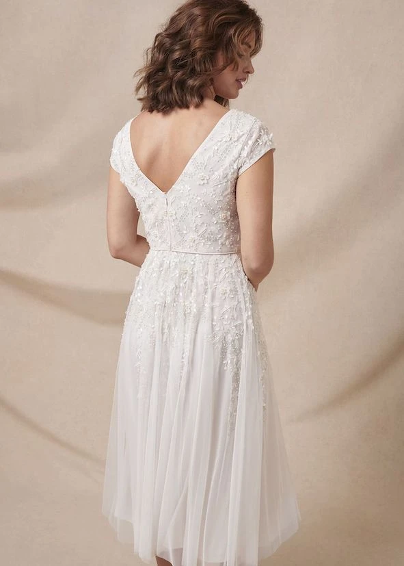 Phase Eight Lorena Tulle Short Wedding Dress, Ivory 2 Phase Eight Lorena Tulle Short Wedding Dress, Ivory - Image 2