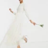 Maya Bridal Long Sleeve Maxi Dress With Delicate Sequin And Tulle Skirt In Ecru