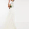 Maya Bridal V Neck Maxi Tulle Dress With Tonal Delicate Sequin In Ecru