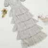 Maya Bridesmaid Delicate Sequin Tiered Ruffle Maxi Dress In Silver