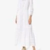 Mimi Prober Victoria High Neck Lace Maxi Dress, White