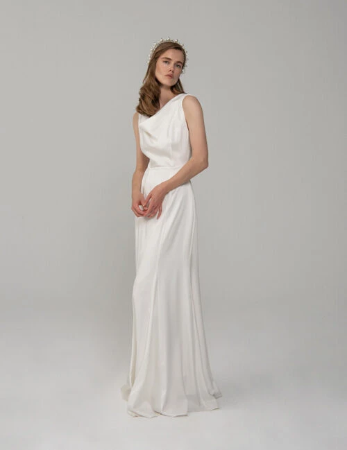 Rowley Hesselballe Mira Silk Cowl Neck Wedding Maxi Dress, White 2 Rowley Hesselballe Mira Silk Cowl Neck Wedding Maxi Dress, White - Image 2
