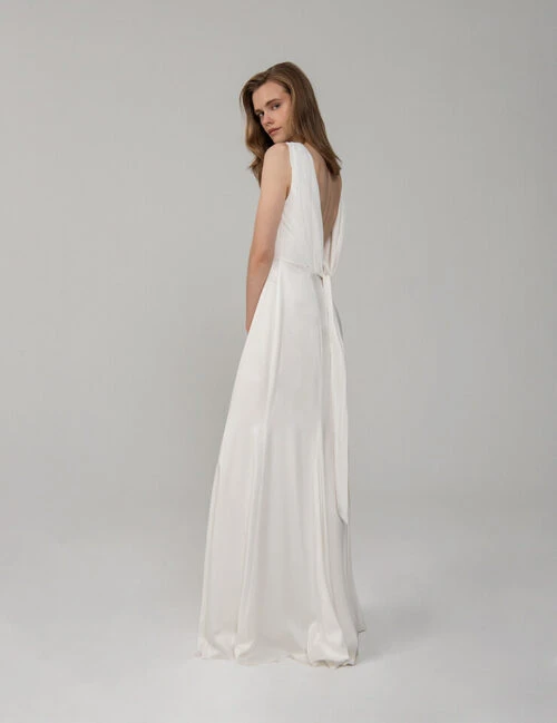 Rowley Hesselballe Mira Silk Cowl Neck Wedding Maxi Dress, White 3 Rowley Hesselballe Mira Silk Cowl Neck Wedding Maxi Dress, White - Image 3