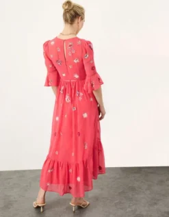 Monsoon Aimee Embellished Wrap Dress In Recycled Polyester Orange -EleganceWear Store monsoon aimee embellished wrap dress in recycled polyester orange2 e1652383917251