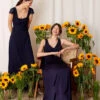 Monsoon Jessie Jersey Twist V Neck Maxi Bridesmaid Dress Navy Blue