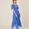 Monsoon Amira Embellished Hanky Hem Dress Blue