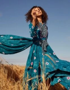 Monsoon ARTISAN STUDIO Bandini Printed Dress Teal/Blue/Multi