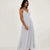 Monsoon Autumn Embellished Maxi Dress In Recycled Polyester Silver