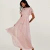 Monsoon Catherine Embellished Maxi Dress With Recycled Polyester Pink
