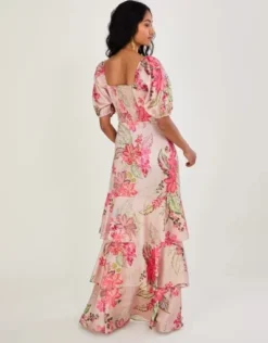 Monsoon Daisy Print Tiered Maxi Dress Natural/pink -EleganceWear Store monsoon daisy print tiered maxi dress natural pink2 e1652364641728