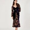 Monsoon Daphne Devore Velvet Wrap Dress Blue/multi