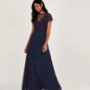 Monsoon Diana Lace Maxi Bridesmaid Dress Navy Blue
