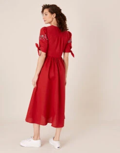 Monsoon Dolly Floral Embroidered Midi Dress Red/multi -EleganceWear Store monsoon dolly floral embroidered midi dress red multi1
