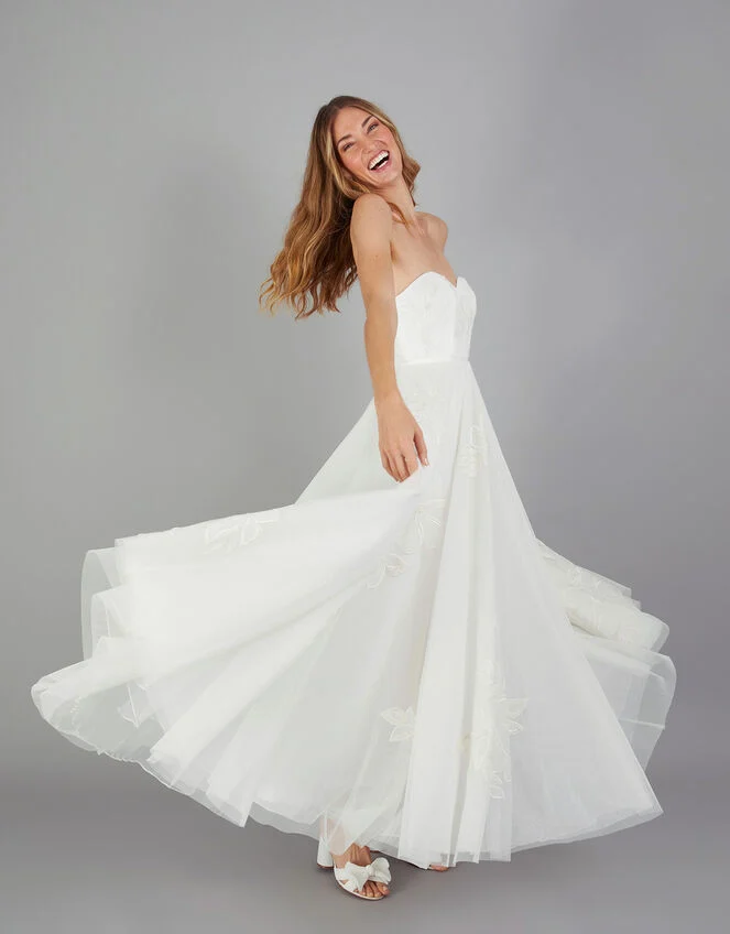 Monsoon Donna Embroidered Bandeau Bridal Maxi Dress Ivory 2 Monsoon Donna Embroidered Bandeau Bridal Maxi Dress Ivory - Image 2