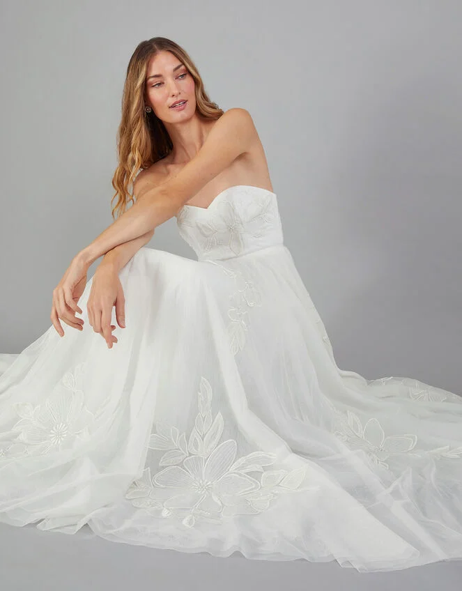 Monsoon Donna Embroidered Bandeau Bridal Maxi Dress Ivory 3 Monsoon Donna Embroidered Bandeau Bridal Maxi Dress Ivory - Image 3