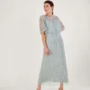 Monsoon Elizabeth Embellished Maxi Dress In Recycled Polyester Green