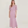 Monsoon Elizabeth Embellished Maxi Dress In Recycled Polyester Mink Pink