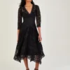 Monsoon Ellen Lace Hanky Hem Dress Black