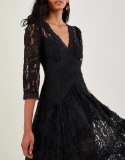 Monsoon Ellen Lace Hanky Hem Dress Black -EleganceWear Store monsoon ellen lace hanky hem dress black3