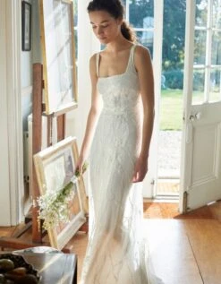 Monsoon Embellished Square Neck Bridal Dress Ivory
