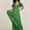 Monsoon Gracie Frill Maxi Dress Green