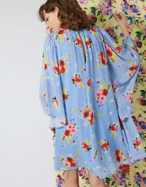 Monsoon Helen Dealtry Floral Timo Dress With Sustainable Viscose, Blue/Multi 2 Monsoon Helen Dealtry Floral Timo Dress With Sustainable Viscose, Blue/Multi - Image 2