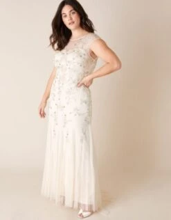 Monsoon Isabella Embellished Embroidered Bridal Dress, Ivory