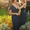 Monsoon Ivy Satin Lace Maxi Bridesmaid Dress Navy Blue