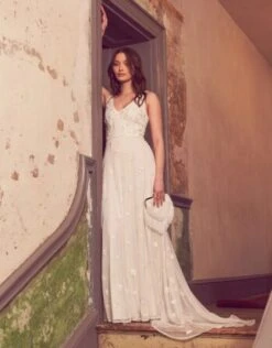 Monsoon Kate Floral Embroidered Bridal Dress Ivory