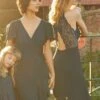 Monsoon Kiki Lace Back Crepe Maxi Bridesmaid Dress Navy Blue