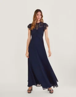 Monsoon Louise Lace Maxi Bridesmaid Dress Blue Navy -EleganceWear Store monsoon louise lace maxi bridesmaid dress blue navy