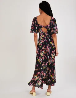 Monsoon Mina Print Tea Dress In Sustainable Viscose Black Multi -EleganceWear Store monsoon mina print tea dress in sustainable viscose black multi1