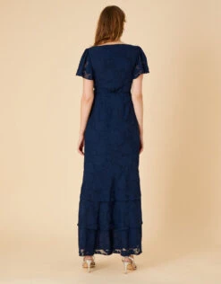 Monsoon Naomi Frill Wrap Maxi Dress Navy Blue -EleganceWear Store monsoon naomi frill wrap maxi dress navy blue2