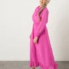 Monsoon Peggy Shirred Midi Dress Pink