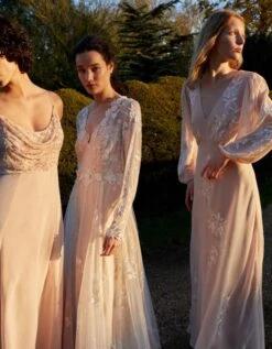 Monsoon Sammie Embroidered Maxi Dress In Recycled Polyester Nude