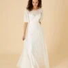 Monsoon Short Sleeve Embroidered Bridal Maxi Dress Ivory