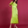 Monsoon Sofia Embellished Midi Dress Bright Green