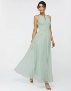 Monsoon Sophie Embellished Tulle Maxi Dress, Green