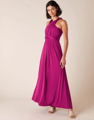 Monsoon Tallulah Multi Tie Bridesmaid Maxi Dress, Bright Pink 1 Monsoon Tallulah Multi Tie Bridesmaid Maxi Dress, Bright Pink