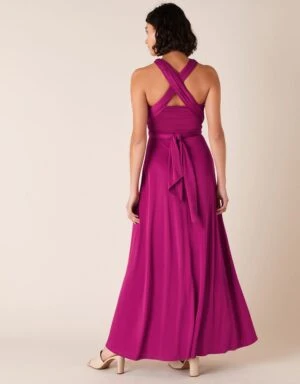 Monsoon Tallulah Multi Tie Bridesmaid Maxi Dress, Bright Pink 2 Monsoon Tallulah Multi Tie Bridesmaid Maxi Dress, Bright Pink - Image 2