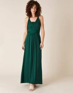 Monsoon Tallulah Multi Tie Bridesmaid Maxi Dress, Green