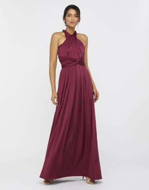 Monsoon Tallulah Multi Tie Bridesmaid Maxi Dress, Red/Burgundy 2 Monsoon Tallulah Multi Tie Bridesmaid Maxi Dress, Red/Burgundy - Image 2